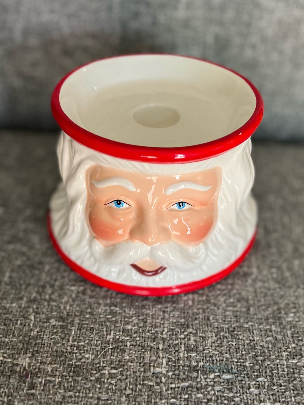 Department 56 Ceramic Santa Head Pillar Candle Holder